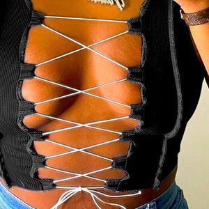 Blush Mark , Tie Crop Top.